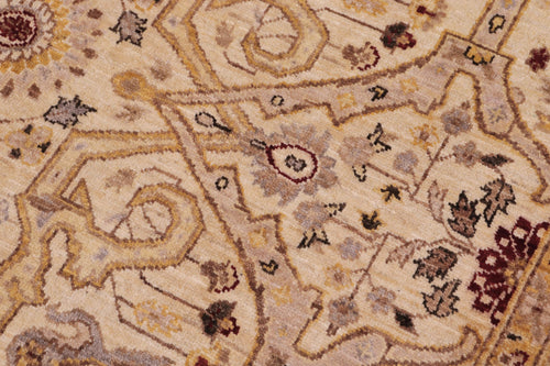 handmade Transitional Kafkaz Ivory Gold Hand Knotted RECTANGLE 100% WOOL area rug 6' x 9'
