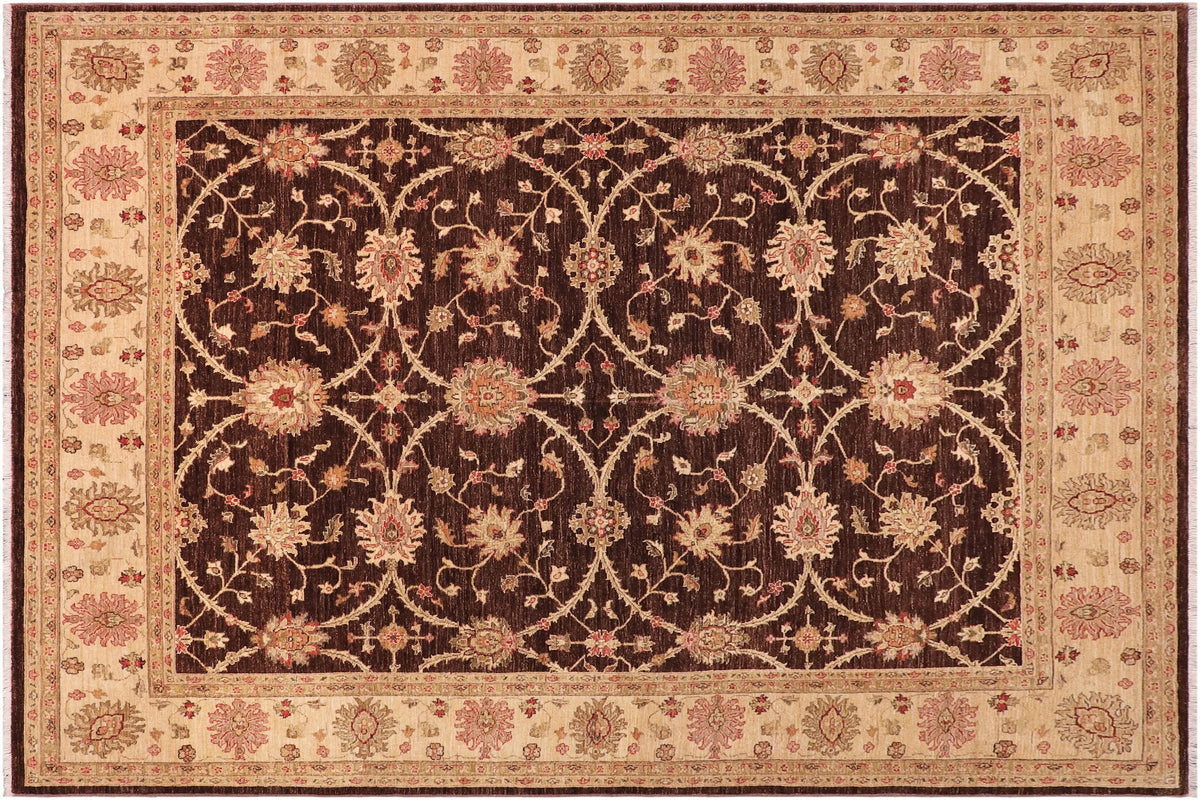 8x9 hand knotted transitional wool rug in brown and beige - Classic Melodee
