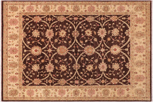 handmade Transitional Kafkaz Brown Beige Hand Knotted RECTANGLE 100% WOOL area rug 8' x 9'