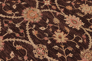 handmade Transitional Kafkaz Brown Beige Hand Knotted RECTANGLE 100% WOOL area rug 8' x 9'