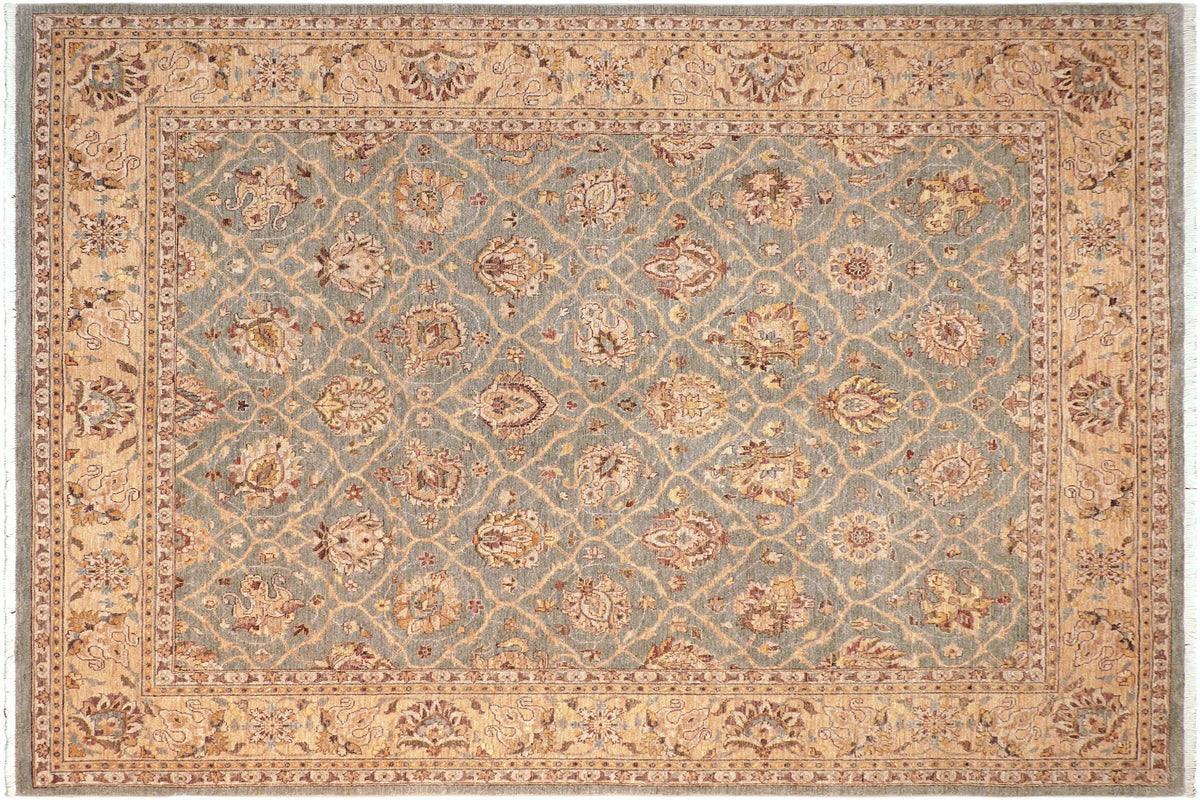 handmade Transitional Kafkaz Lt. Green Beige Hand Knotted RECTANGLE 100% WOOL area rug 8' x 10'