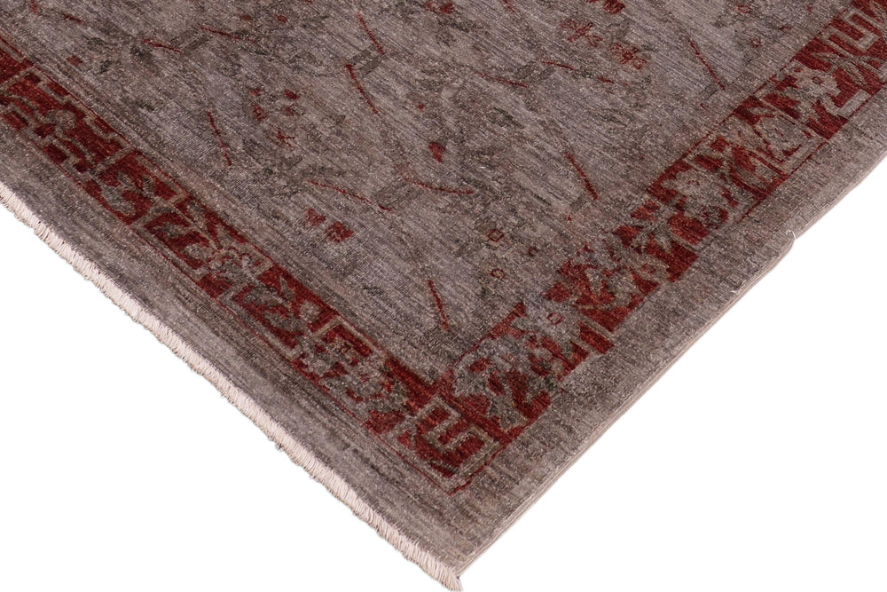 handmade Over Dyed Over Dyed Gray Red Hand Knotted RECTANGLE 100% WOOL area rug 6' x 9'