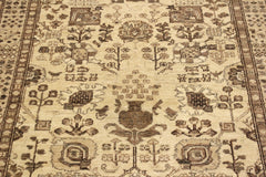 handmade Geometric Kafkaz Tan Lt. Brown Hand Knotted RECTANGLE 100% WOOL area rug 4' x 6'