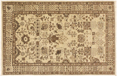 handmade Geometric Kafkaz Tan Lt. Brown Hand Knotted RECTANGLE 100% WOOL area rug 4' x 6'