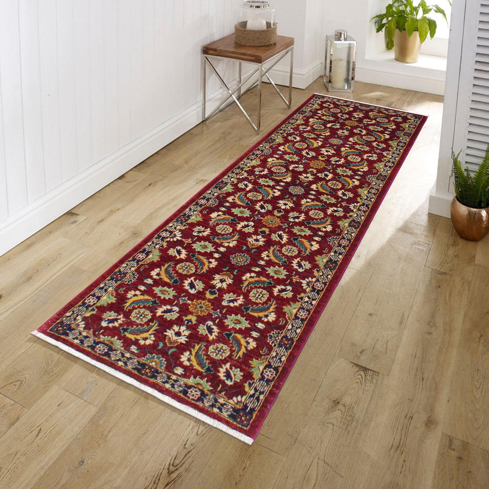 handmade Transitional Kafkaz Red Blue Hand Knotted RUNNER 100% WOOL area rug 3' x 10'