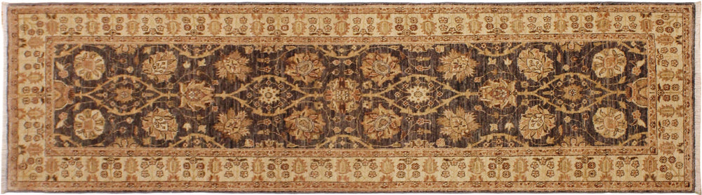 handmade Transitional Kafkaz Gray Ivory Hand Knotted RUNNER 100% WOOL area rug 3' x 25'