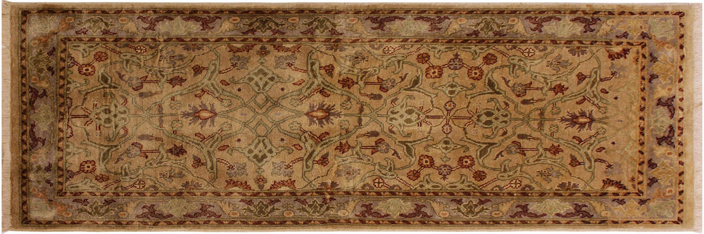handmade Transitional Kafkaz Tan Gray Hand Knotted RUNNER 100% WOOL area rug 3' x 6'