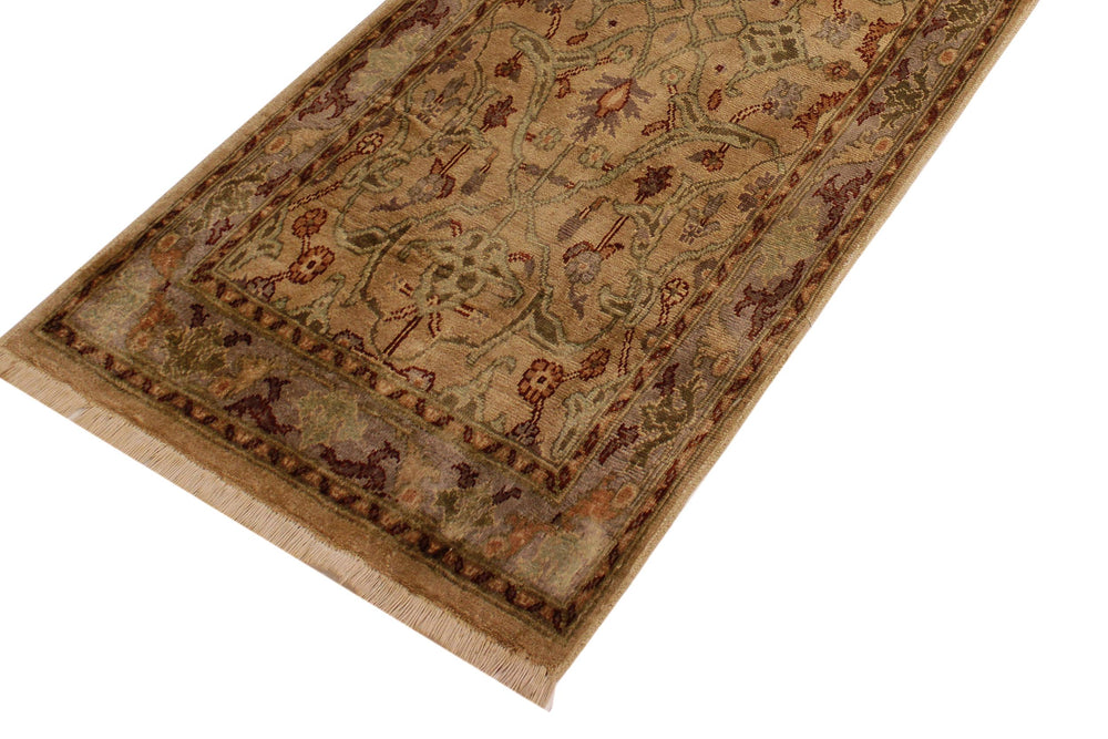 handmade Transitional Kafkaz Tan Gray Hand Knotted RUNNER 100% WOOL area rug 3' x 6'