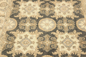 handmade Transitional Kafkaz Gray Ivory Hand Knotted RECTANGLE 100% WOOL area rug 4' x 6'