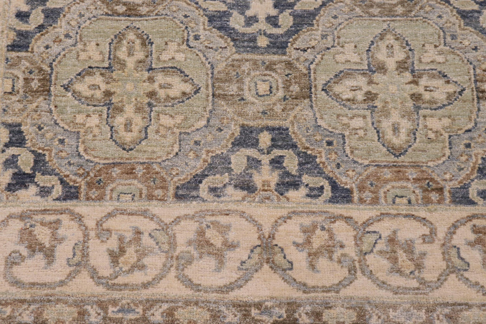 handmade Transitional Kafkaz Blue Tan Hand Knotted RECTANGLE 100% WOOL area rug 3' x 5'
