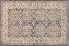 handmade Transitional Kafkaz Blue Tan Hand Knotted RECTANGLE 100% WOOL area rug 3' x 5'