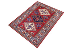 Rustic Shirwan Brent Red/Beige Wool Rug - 4'4''X6'6''