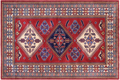 Rustic Shirwan Brent Red/Beige Wool Rug - 4'4''X6'6''