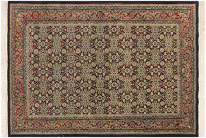 handmade Transitional  Blue Red Hand Knotted RECTANGLE 100% WOOL area rug 4' x 6'