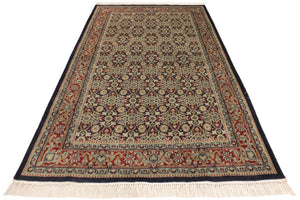handmade Transitional  Blue Red Hand Knotted RECTANGLE 100% WOOL area rug 4' x 6'