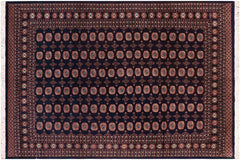 handmade Geometric Bokhara Blue Blue Hand Knotted RECTANGLE 100% WOOL area rug 8X10