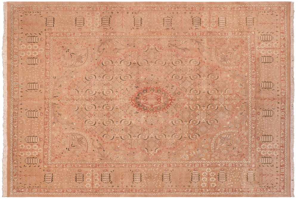 handmade Traditional Tajdar Tan Tan Hand Knotted RECTANGLE 100% WOOL area rug 8x9