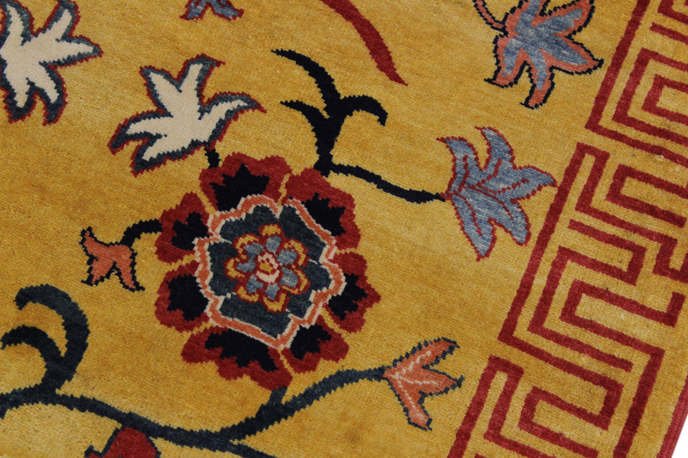 handmade Geometric Super Kazak Gold Red Hand Knotted RUNNER 100% WOOL area rug 3' x 10'