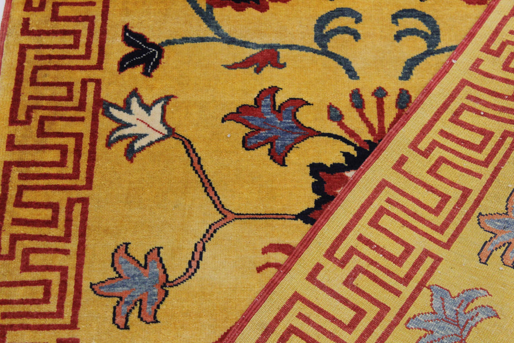 handmade Geometric Super Kazak Gold Red Hand Knotted RUNNER 100% WOOL area rug 3' x 10'