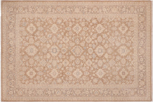handmade Transitional Kafkaz Brown Tan Hand Knotted RECTANGLE 100% WOOL area rug 6' x 9'