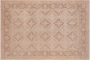 handmade Transitional Kafkaz Tan Brown Hand Knotted RECTANGLE 100% WOOL area rug 6' x 9'
