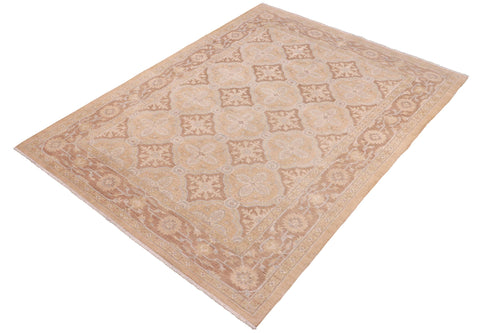 handmade Transitional Kafkaz Tan Brown Hand Knotted RECTANGLE 100% WOOL area rug 6' x 9'