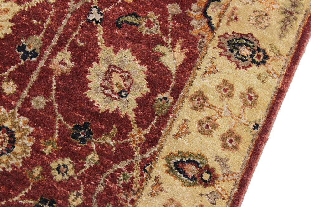 handmade Transitional Kirman Red Gold Hand Knotted RUNNER 100% WOOL area rug 3' x 12'