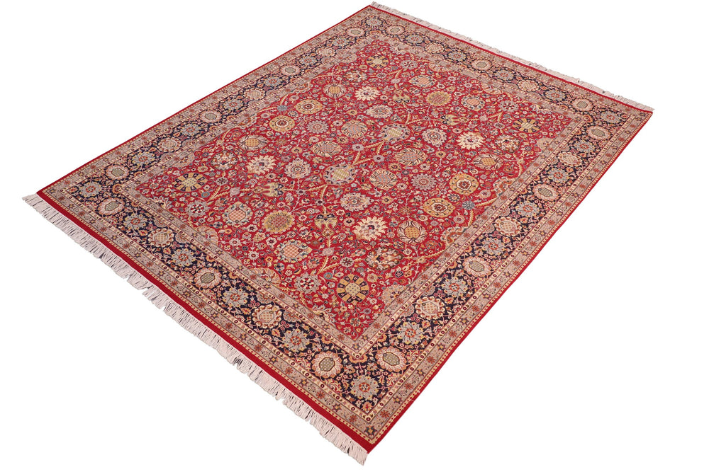 handmade Transitional  Red Blue Hand Knotted RECTANGLE 100% WOOL area rug 8x10