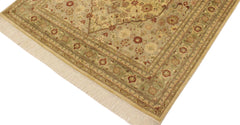 handmade Traditional Tabriz Beige Green Hand Knotted RECTANGLE 100% WOOL area rug 4x6