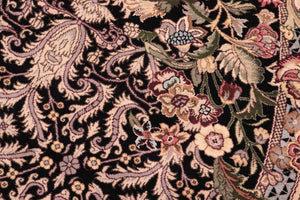 handmade Traditional Rasmi Romal Black Gold Hand-made ROUND 100% WOOL area rug 7'x7'