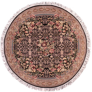 handmade Traditional Rasmi Romal Black Gold Hand-made ROUND 100% WOOL area rug 7'x7'