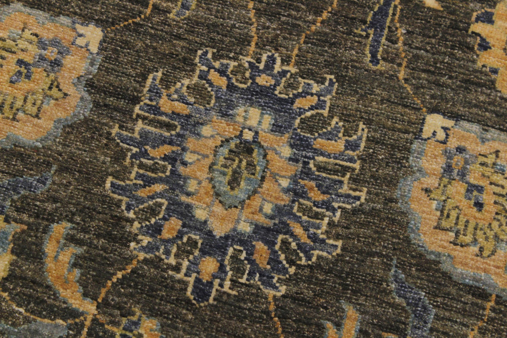 handmade Transitional Kafkaz Gray Blue Hand Knotted RUNNER 100% WOOL area rug 4' x 10'