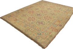 handmade Geometric Soumakh Tan Rust Hand-Woven RECTANGLE 100% WOOL area rug 10 x 13