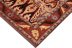 handmade Geometric Kargahi Tan Red Hand Knotted RECTANGLE 100% WOOL area rug 7x9