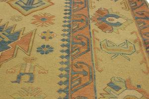 handmade Geometric Soumakh Beige Blue Hand-Woven RECTANGLE 100% WOOL area rug 10 x 12