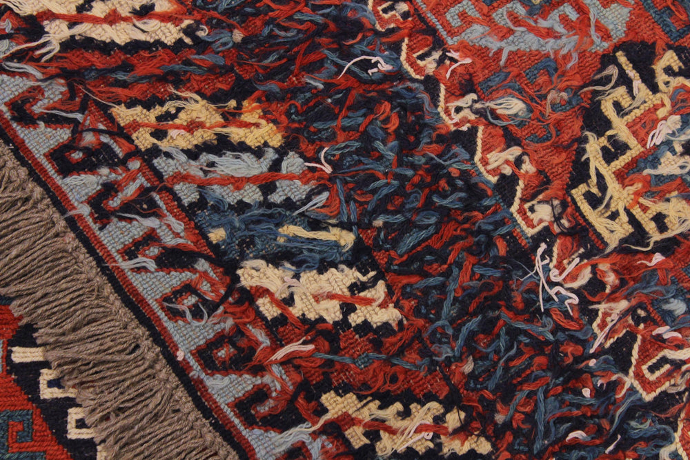 handmade Geometric Soumakh Rust Blue Hand-Woven RECTANGLE 100% WOOL area rug 6 x 9