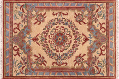 handmade Traditional Kafkaz Beige Rust Hand Knotted RECTANGLE 100% WOOL area rug 6' x 9'