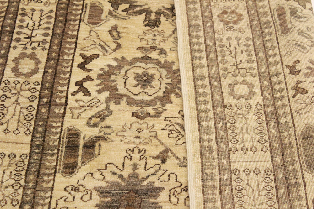 handmade Geometric Kafkaz Tan Beige Hand Knotted RECTANGLE 100% WOOL area rug 4' x 6'