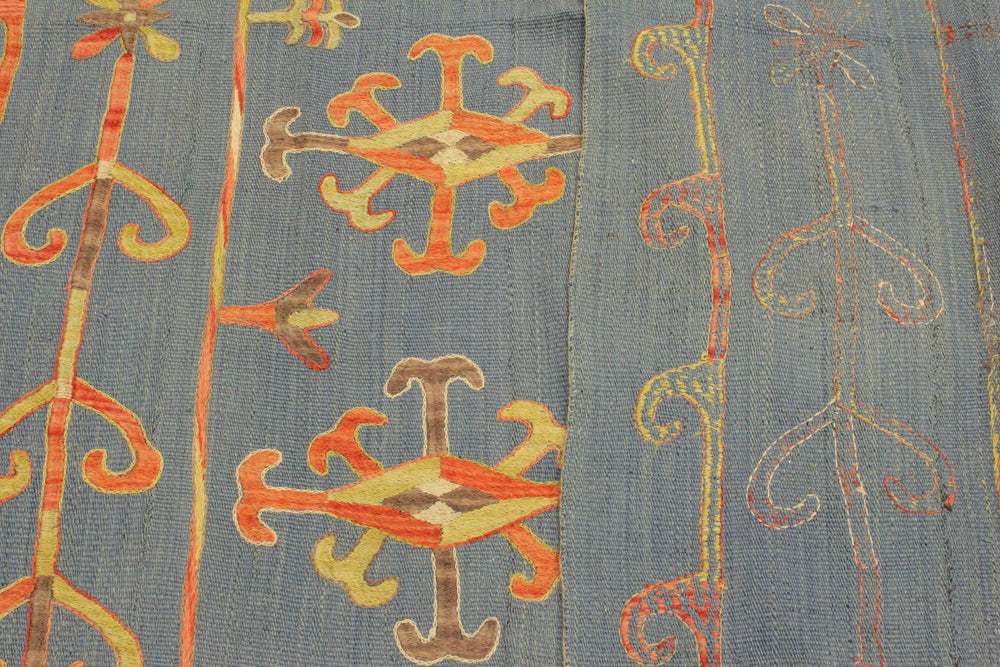 handmade Geometric Ikat Blue Pink Hand-Woven RECTANGLE 100% WOOL area rug 6' x 8'