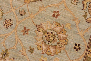 handmade Transitional Kafkaz Lt. Green Tan Hand Knotted RECTANGLE 100% WOOL area rug 9' x 12'