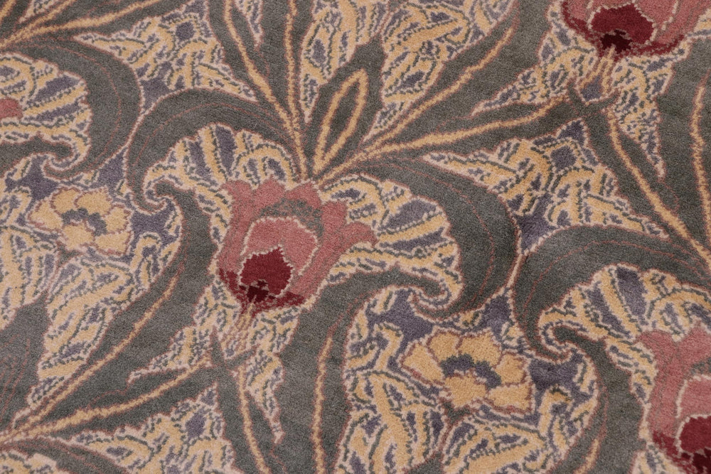 handmade Transitional Hamjolie Lt. Green Lt. Green Hand Knotted RECTANGLE 100% WOOL area rug 5x7