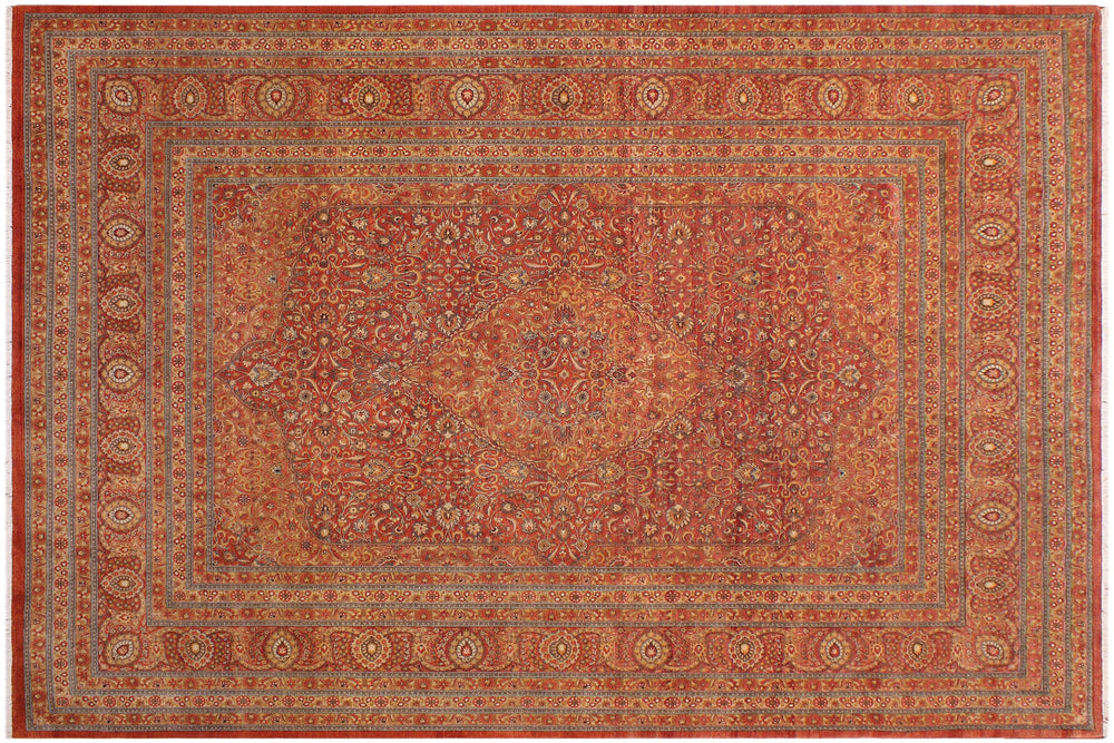 handmade Traditional Nauras Rust Rust Hand Knotted RECTANGLE 100% WOOL area rug 9x12