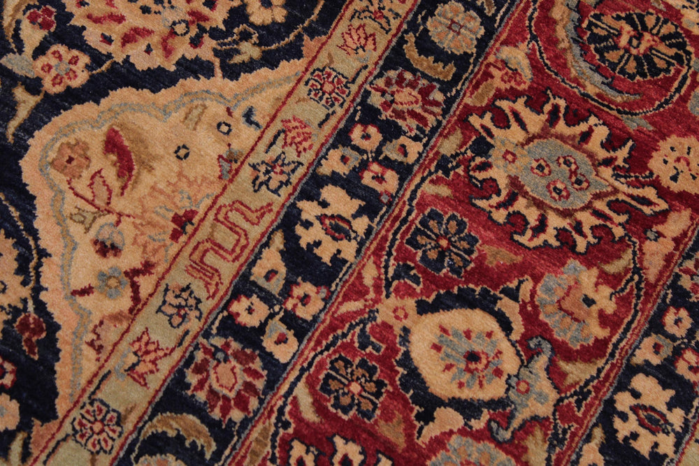handmade Traditional Kirman Blue Red Hand Knotted RECTANGLE 100% WOOL area rug 9x12