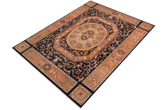 handmade Traditional Tamour Blue Lt. Tan Hand Knotted RECTANGLE 100% WOOL area rug 9x13