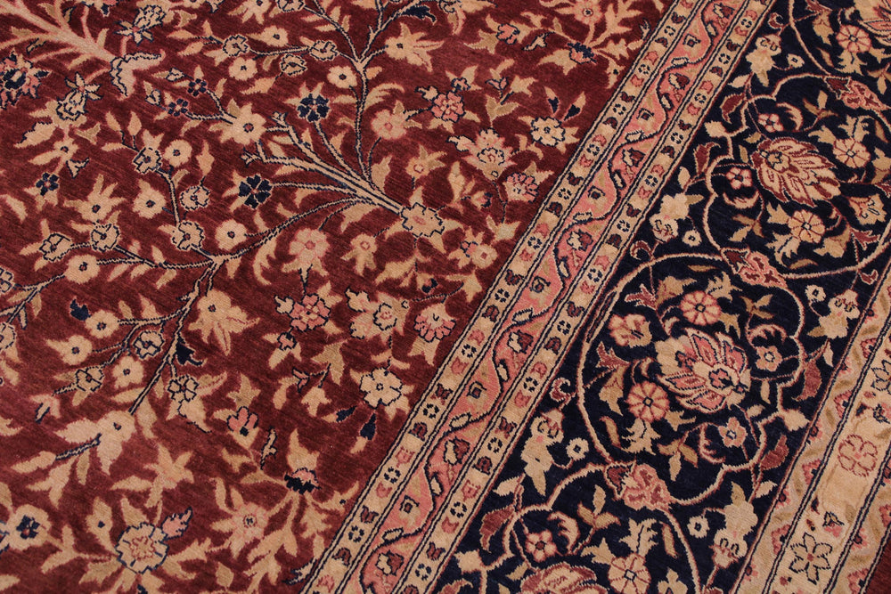 handmade Traditional Kashan Drk. Red Blue Hand Knotted RECTANGLE 100% WOOL area rug 9x12