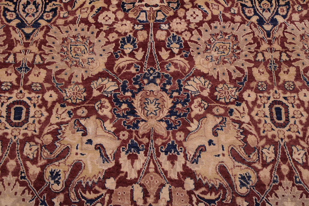 handmade Transitional Agra Red Blue Hand Knotted RECTANGLE 100% WOOL area rug 9x12