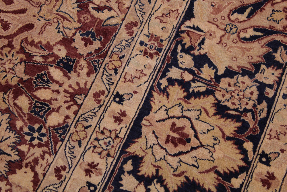 handmade Transitional Agra Red Blue Hand Knotted RECTANGLE 100% WOOL area rug 9x12