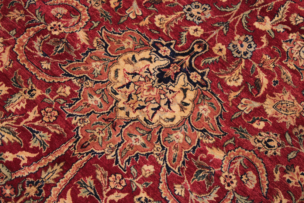 handmade Traditional Agra Red Lt. Blue Hand Knotted RECTANGLE 100% WOOL area rug 9x12