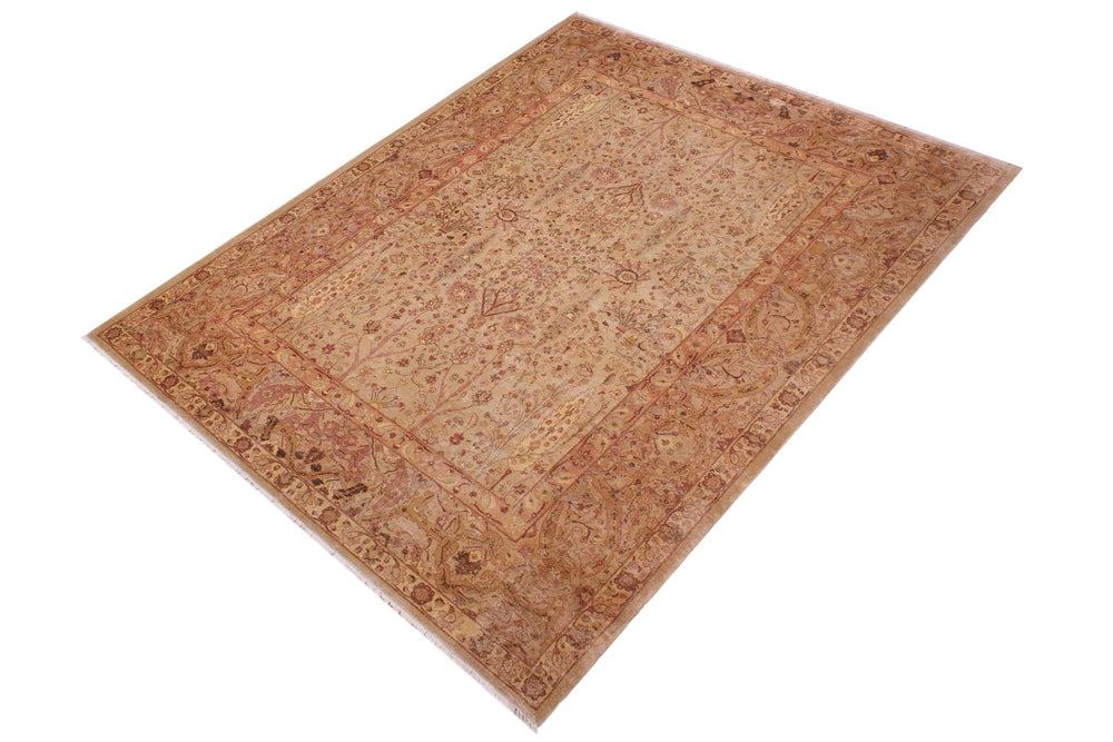 handmade Traditional Sarook Lt. Tan Tan Hand Knotted RECTANGLE 100% WOOL area rug 9' x 12'