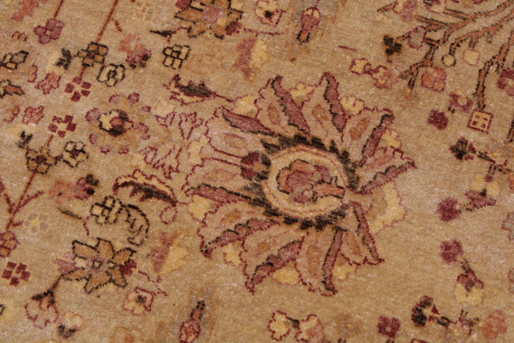 handmade Traditional Sarook Lt. Tan Tan Hand Knotted RECTANGLE 100% WOOL area rug 9' x 12'
